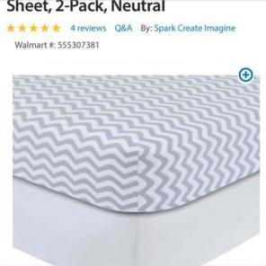 NEW Neutral Grey Playard Sheet 2-Pack