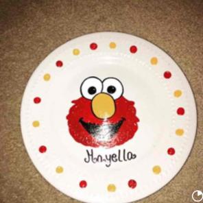 Handpainted Elmo plate
