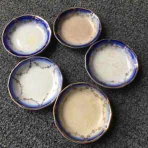 Vintage 5 Blue & Gold Small Plates