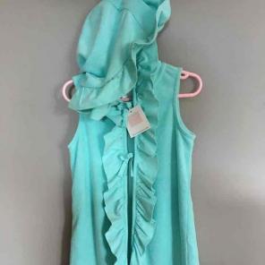 Janie Jack aqua teal ruffle bow coverup