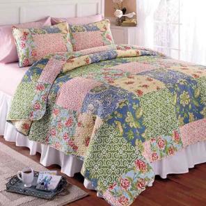 3 Pc Full Queen Quilt Shams Set Pastel