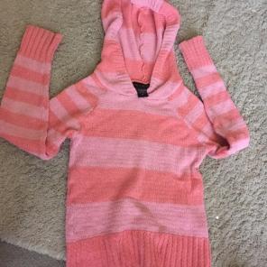 Pink Striped Hoodie Sweater