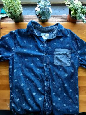 Star Pattern Short Sleeve Button Up