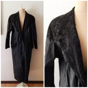 Vintage Black Leather Trench Coat