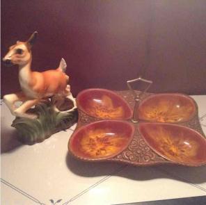 Mid-Century Orange marbled relish tray