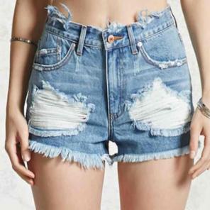 Distressed high waisted shorts