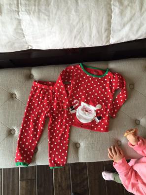 Santa Baby Pjs Pajamas Red Polka Dot