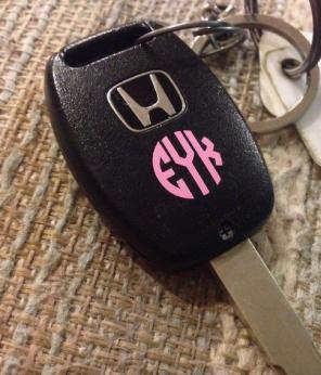 Car Keys Monogram Decal 4 Pack