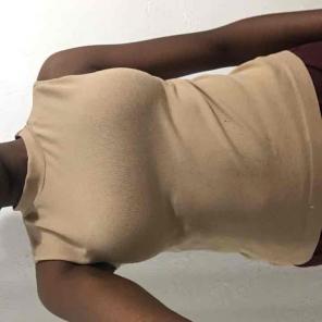 Tan Ribbed Mock Turtleneck