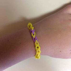 Purple and Yellow Rubber Band Bracelet