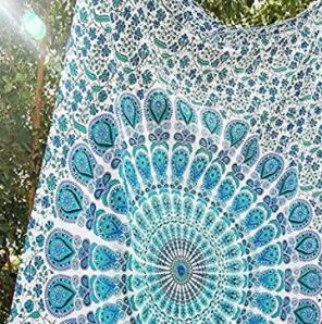 Blue beautiful peacock tapestry