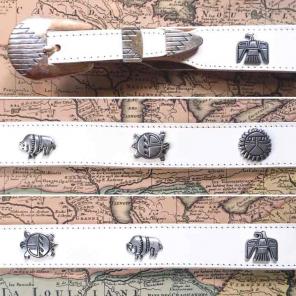 Vintage desert animal white Western belt
