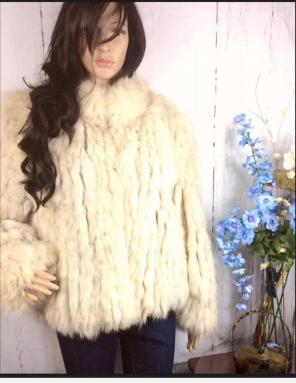 SAGA Vintage Blue Fox White Fur Jacket