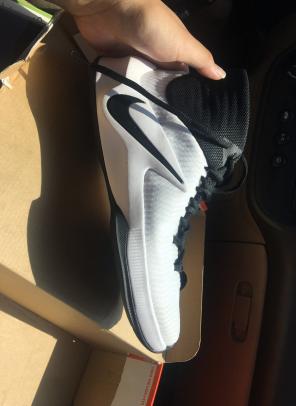 White & Black Nike Zoom Basketball Shoes
