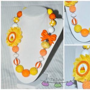 Candy Corn Shabby Kids Chunky Necklace