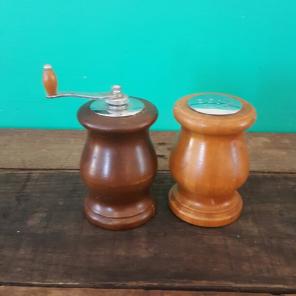 Vintage wooden salt and pepper shakers