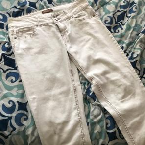 Forever 21 White Capris, With Brown Trim