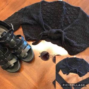 Black crochet shrug