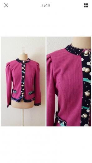 90s Purple Retro Urban Fitted Jacket