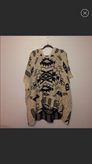 Aztec Print Poncho Sweater
