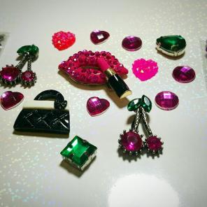 Cherry lips deco/embellishment set