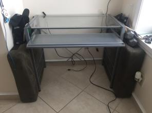 Metal Frame Glass Top Computer Desk