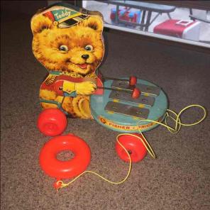 Vintage Fisher Price Teddy PullAlong Toy