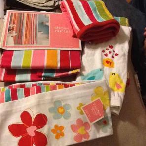 Pretty shower curtain and towels