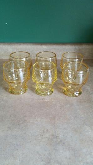 Vintage 6 Yellow Depression Glasses