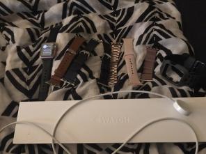APPLE WATCH: S1 38MM W/ 8 BANDS: cracked