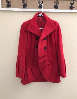 Red Winter Jacket Trench Coat S