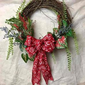 Patriotic bandana ribbon July 4th Wreath