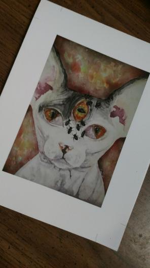 Print of sphynx cat