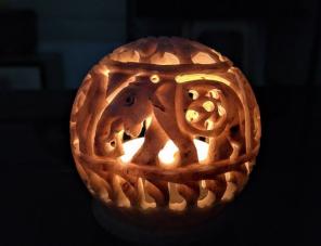 Hand Carved Marble Candle Warmer/Stand