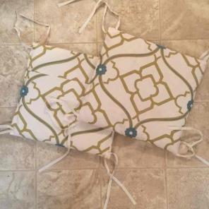 2 Beige Blue Floral Seat Cushions