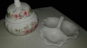 Soup tureen and 3 part serving platter