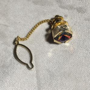 Vintage mystic topaz gold tone tie tack