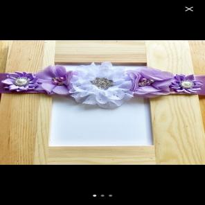 Purple And White Maternity Sash