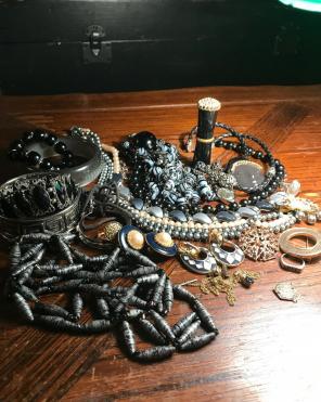 Lot Of Black/grey VTG & New Jewelry