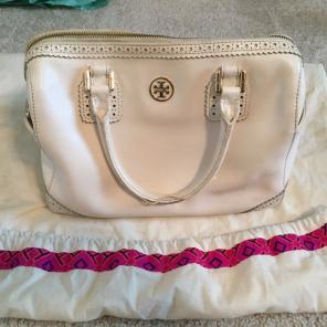 Tory Burch White Eyelet Scallop Handbag