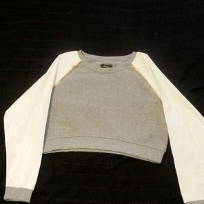 Sweater w/gold zippers & croc sleeves