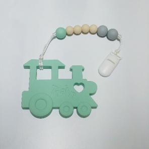 Train teething chewbead clip on toy