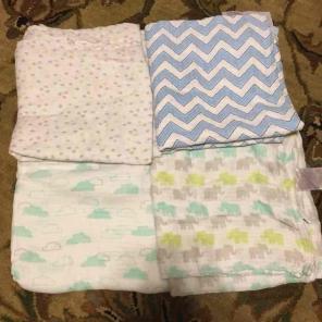 4 large cotton swaddling blankets