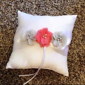 Grey & Coral ring bearer pillow