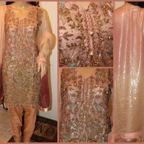 3pc fancy dress stone work