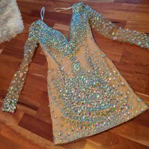 Beautiful rhinestone prom pageant dress