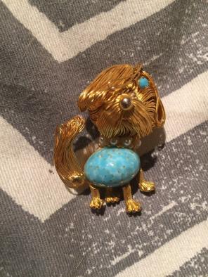 Vintage Gold Wire Puppy Dog Brooch Pin