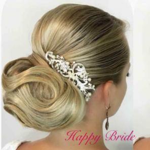Rhinestone Crystal Flower Pearls Comb