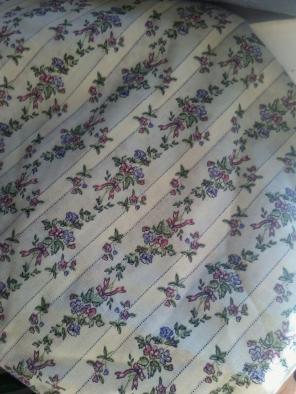 Fabric 1970's Cotton Blue Floral Stripe