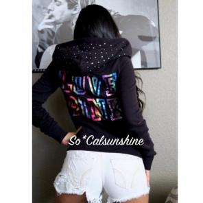 VS PINK Rainbow Bling Hoodie Full Zip